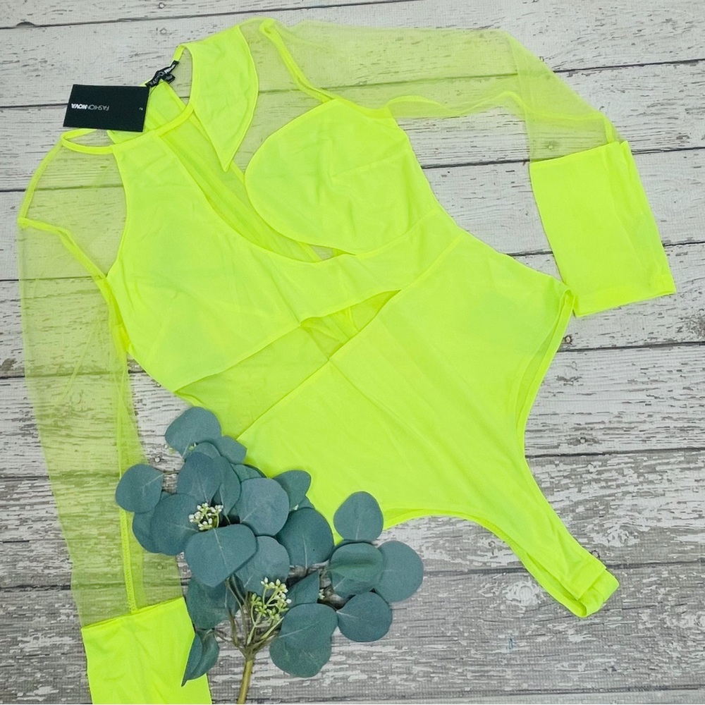 Fashion Nova Time of Your Life Neon Bodysuit